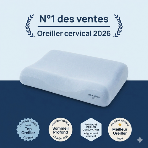 Oreiller cervical Space Planet 3.0 Noxe - N°1 des ventes 2026 - Mémoire de forme ergonomique recommandée par les ostéopathes